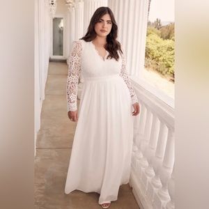 Lulus white long sleeve lace maxi dress